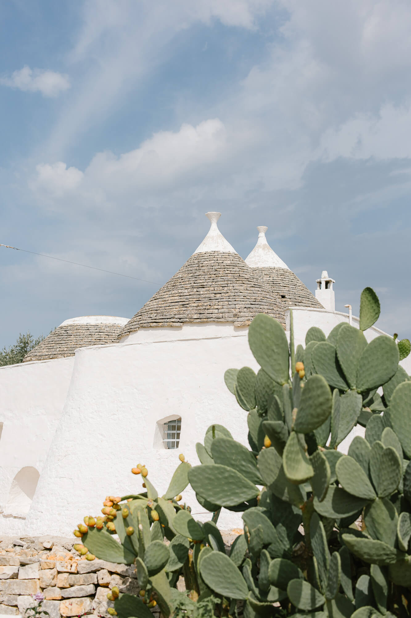 Trulli and prickly pears near Masseria Mozzone