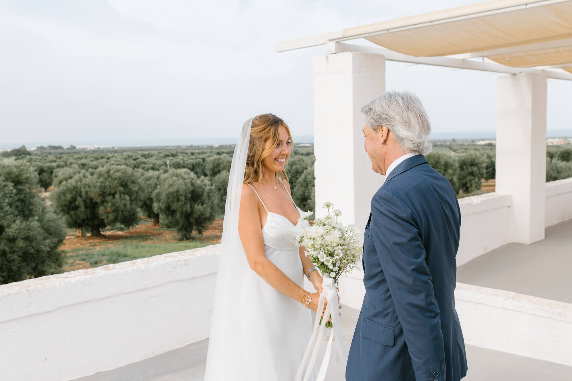 Father of the bride seeing her for the first time