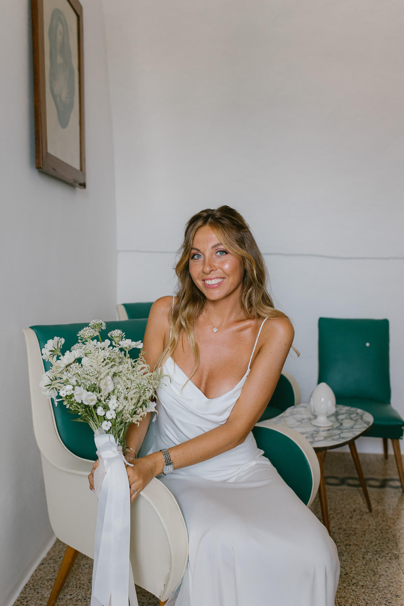 Bride smiling before the ceremony