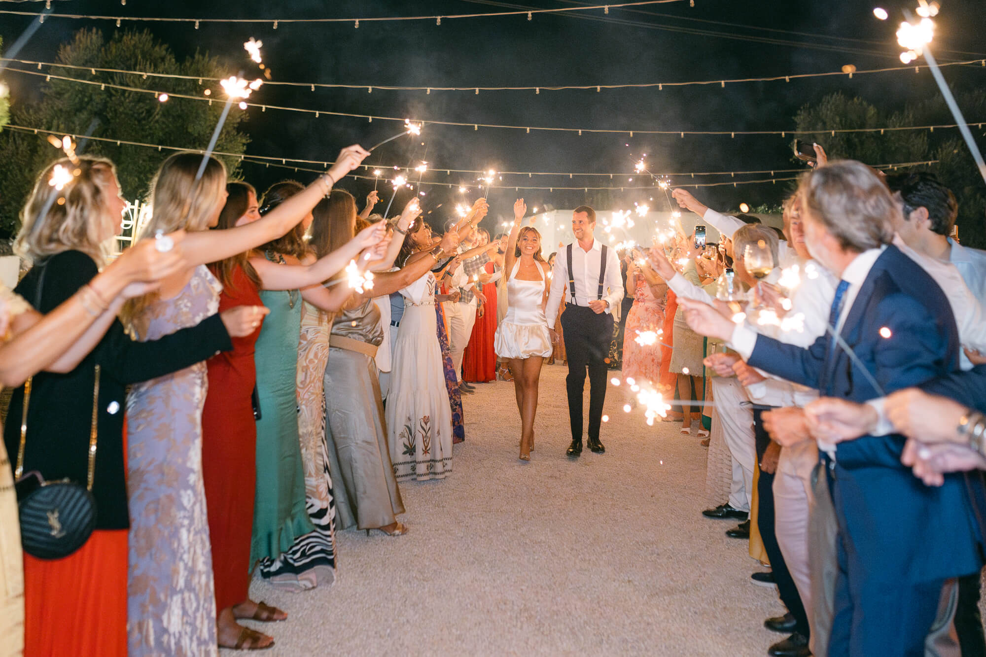 Sparkler send-off for the bride and groom
